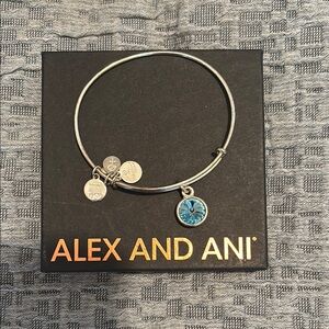 Alex and Ani Silver Bracelet with Blue Charm